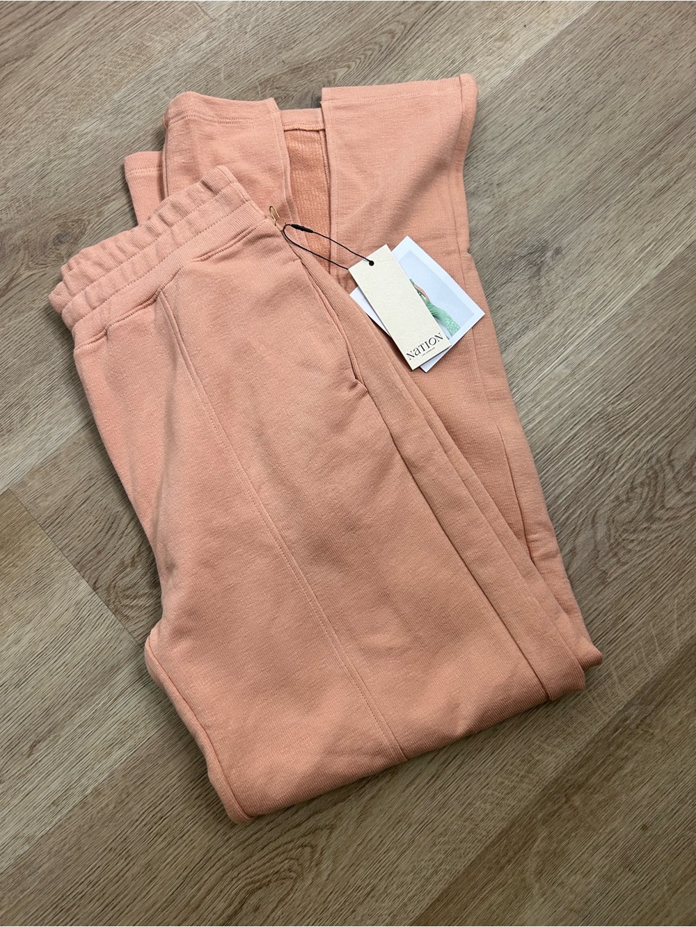 NWT Nation LA 100% Pima Cotton Peach Lincoln Flare Split Hem Wide Leg Pant